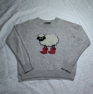 Polly & Esther SHEEP in BOOTS Heather Gray Sweater